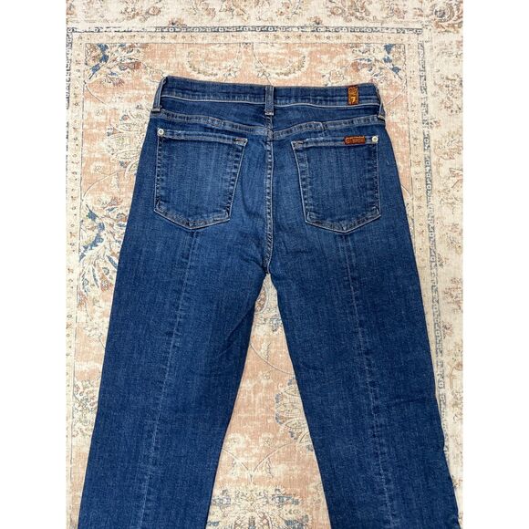 7 For All Mankind Edie Straight Leg Jeans Size 27 Raw Hem Eyelet Detail - Picture 9 of 10